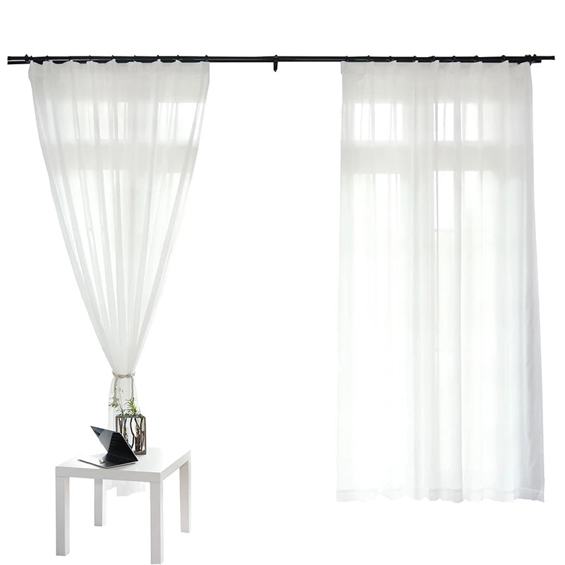 Modern White Tulle Sheer Curtains (Single Panel)