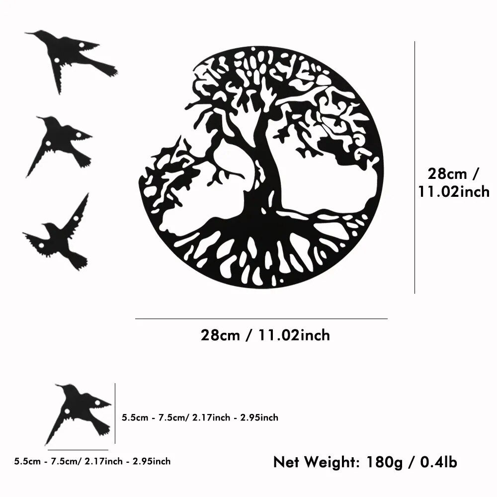 Modern Tree of Life Metal Wall Art - Nature-Inspired Decor with Birds