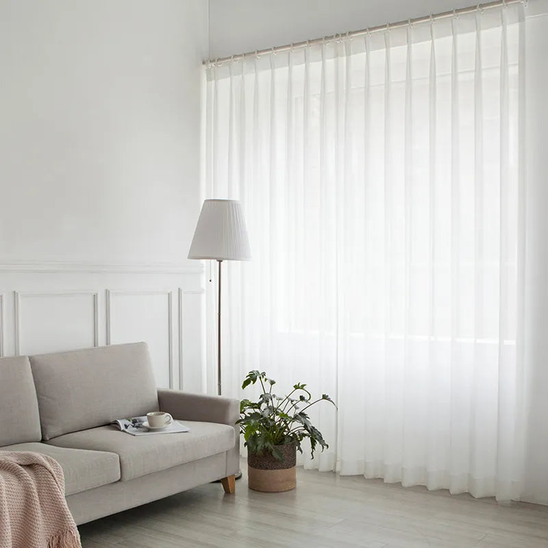 Modern White Tulle Sheer Curtains (Single Panel)