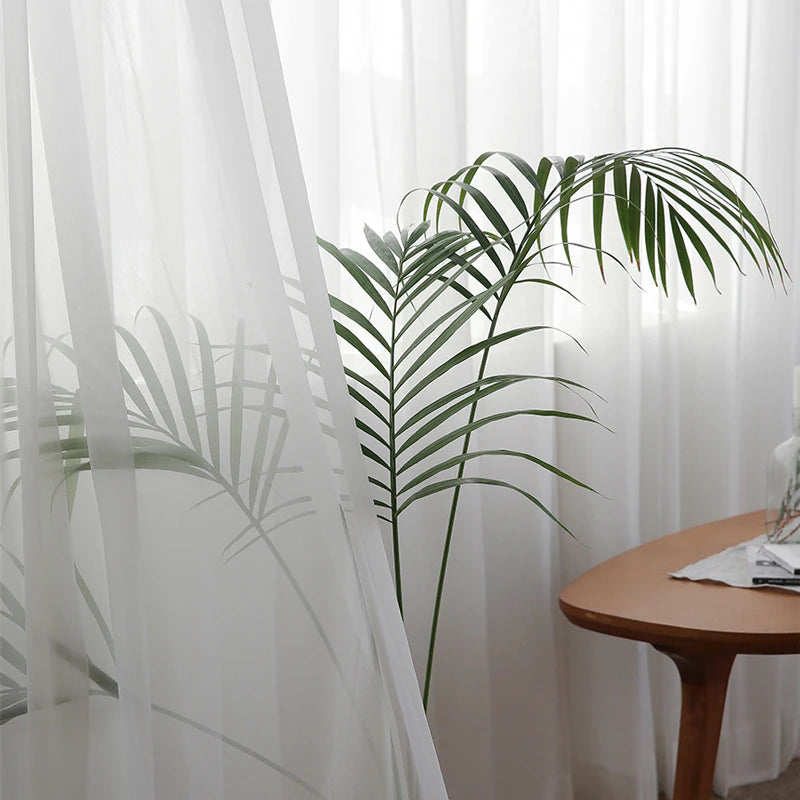 Modern White Tulle Sheer Curtains (Single Panel)