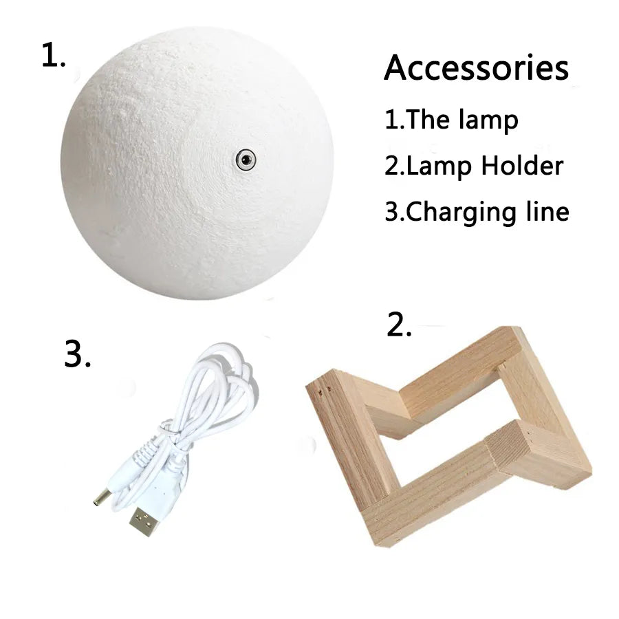 Rechargeable 3D Moon Lamp