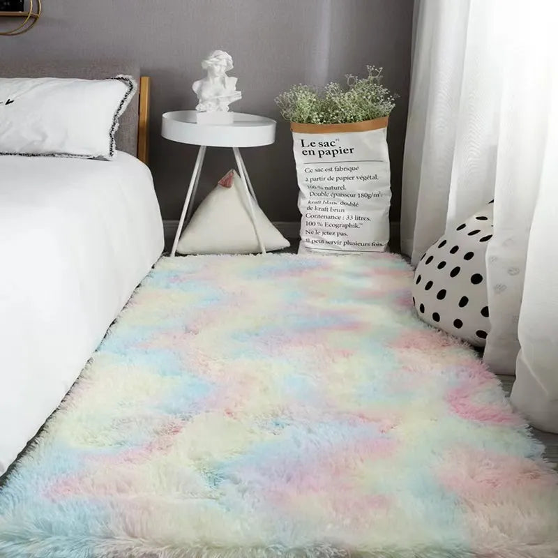 Plush Tie-Dyed Shag Rug  - Non-Slip & Soft Fuzzy Area Carpet