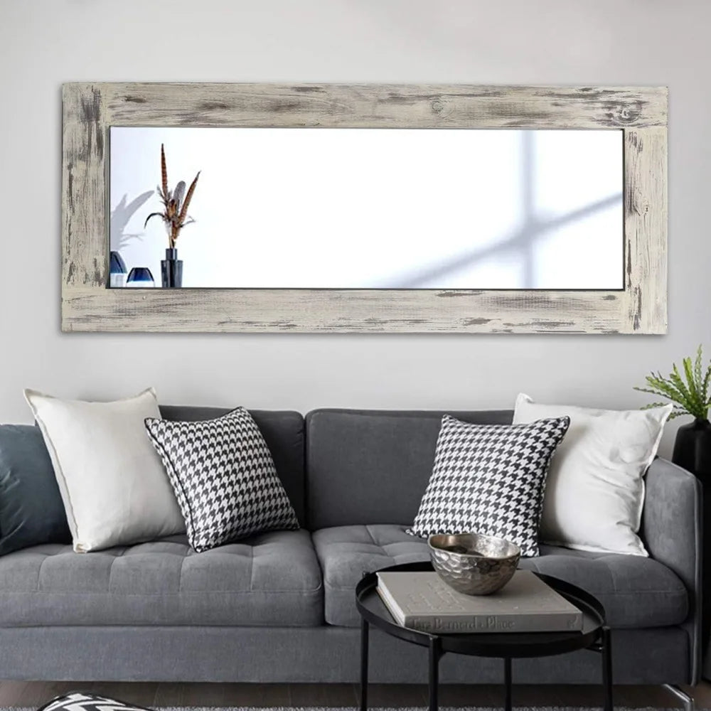 Distressed Wood Full Length Mirror - Wall/Floor Mount - 58"x24"