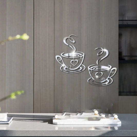 3D Coffee Cup Mirror Stickers