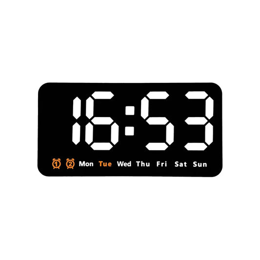 Large Digital Wall Clock - Voice Control, Temperature, Date, Week, Dual Alarm