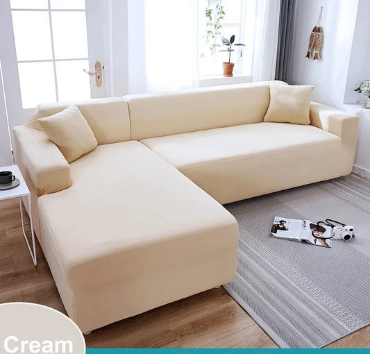 Elastic L-Shaped Sofa Cover for Living Room - Fits 1/2/3/4 Seater Sofas - Multiple Sizes Available