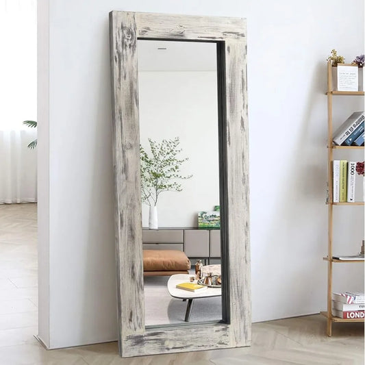 Distressed Wood Full Length Mirror - Wall/Floor Mount - 58"x24"