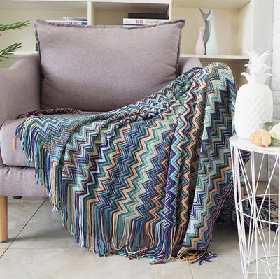 Boho Plaid Blanket - Ethnic Aztec Baja Design